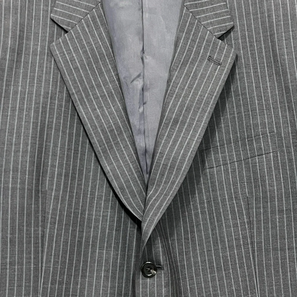 Lauren Ralph Lauren Blazer Mens 46S‎ Gray Pin Stripe Suit Jacket Wool Sport Coat